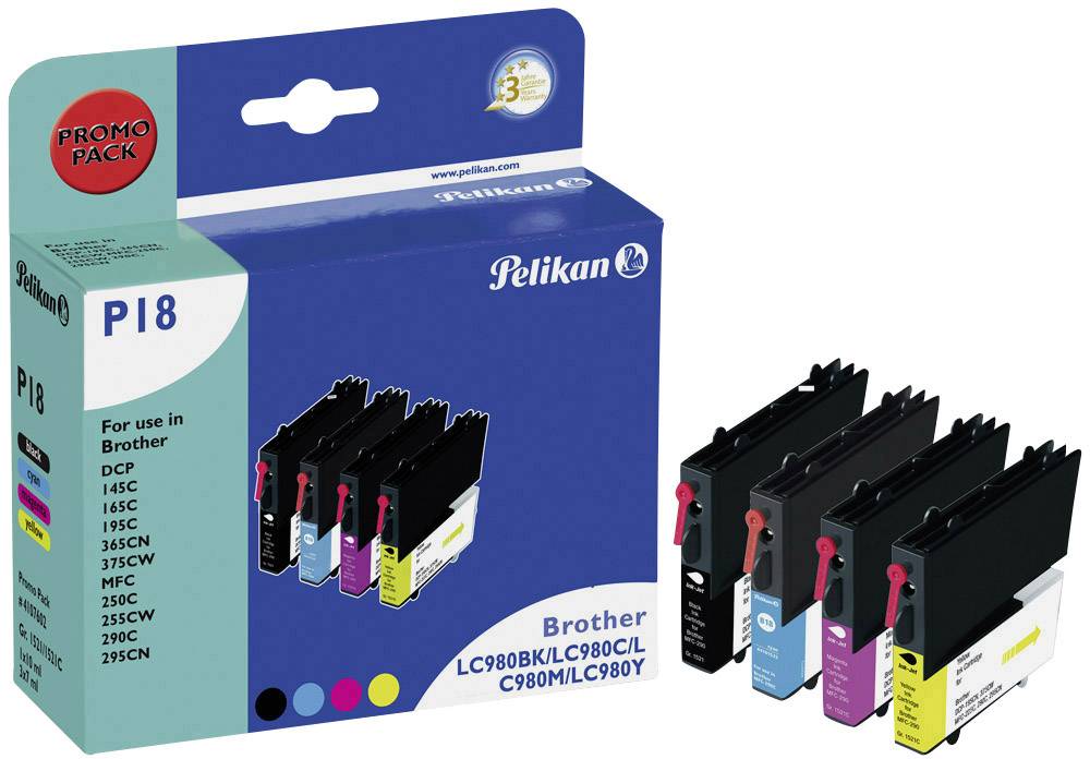 Pelikan P18 - Nero, Giallo, Ciano, Magenta - compatibile - cartuccia d'inchiostro (alternativa a: Brother LC980BK, Broth-0