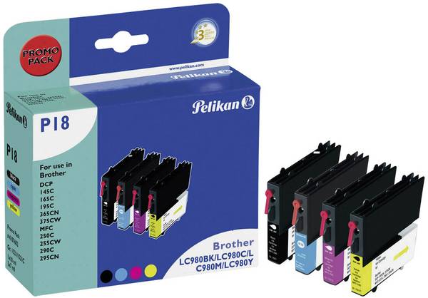 Pelikan P18 - Nero, Giallo, Ciano, Magenta - compatibile - cartuccia d'inchiostro (alternativa a: Brother LC980BK, Broth