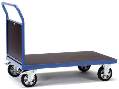 'Carrello trasportatore con telaio robusto e quattro ruote, idoneo per spostare carichi pesanti in ambienti industriali o magazzini.'