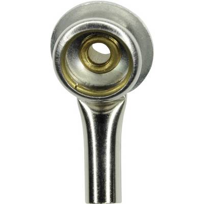 Cuscinetto a snodo metallico con apertura circolare e superficie cromata, idoneo per ingegneria meccanica e connessioni meccaniche.