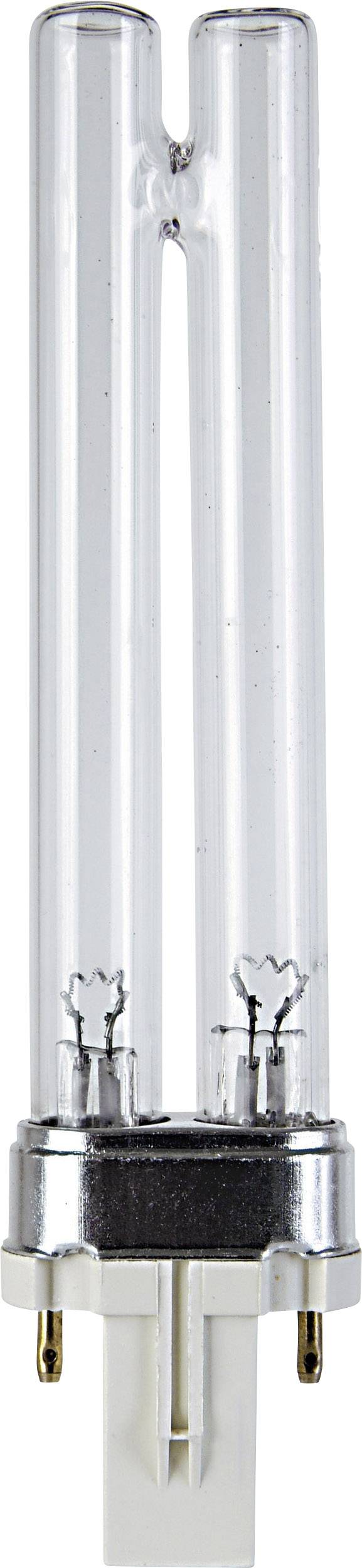 Una lampada fluorescente compatta con due tubi paralleli e un attacco bipolare. Fonte luminosa ad alta efficienza energetica.