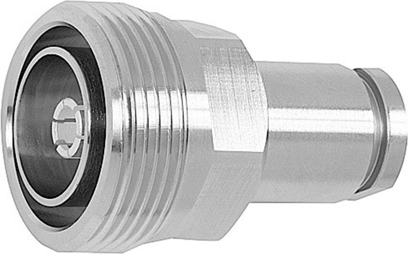 Raccordo metallico per tubo con filettatura zigrinata e attacco liscio. Idoneo per connessioni nel trasferimento di liquidi.