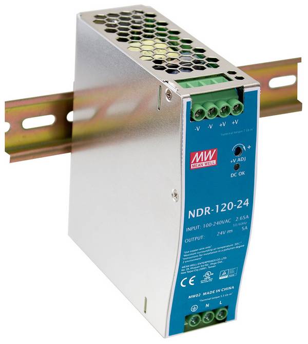 MEAN WELL NDR-120-24 Alimentatore per guida DIN  24 V/DC 5 A 120 W Num. uscite:1 x  Contenuto 1 pz.