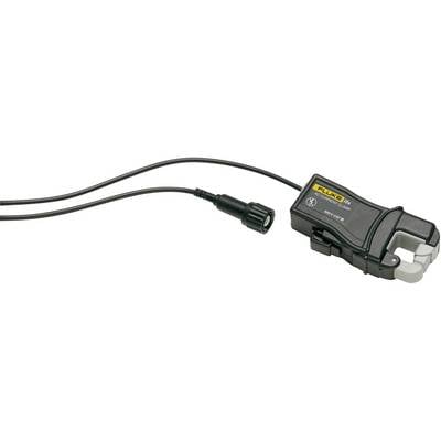 Pinza amperometrica con cavo, custodia nera, contrassegnata con 'Fluke'. Progettata per misurare correnti elettriche nei circuiti.