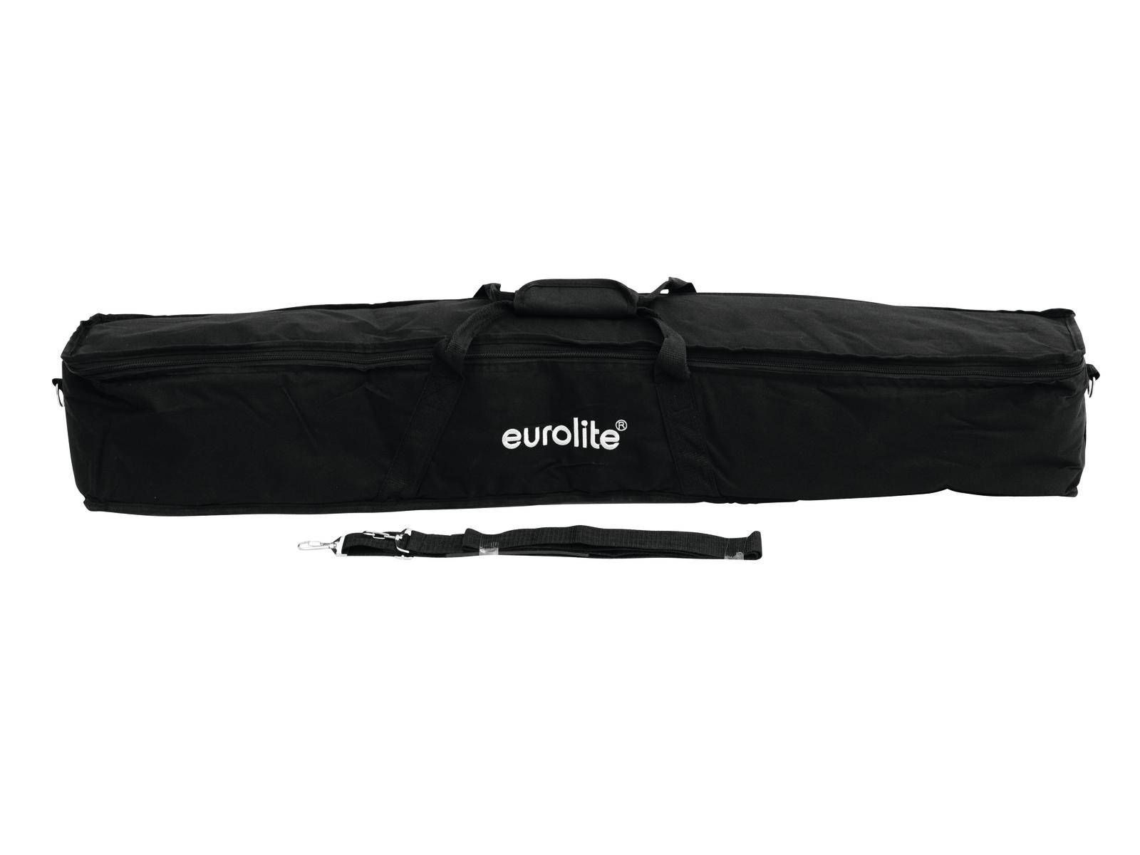 Borsa nera con logo 'eurolite' al centro, cinghia lunga in alto, adatta per conservare o trasportare attrezzature.