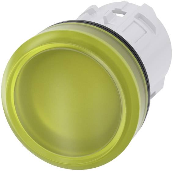 Un pulsante circolare giallo che sporge. Il bottone ha un aspetto industriale e potrebbe essere utilizzato per comandi di macchine.