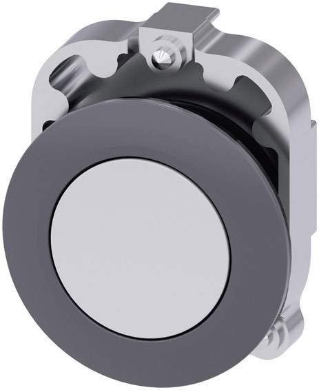 Bottone rotondo metallico con bordi zigrinati e superficie liscia, adatto per applicazioni tecniche o meccaniche.