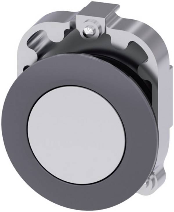 Siemens  3SU10600JB600AA0  3SU1060-0JB60-0AA0  Pulsante  Anello frontale in metallo, Piatto  appiattito  Bianco      1 pz.  Pezzo