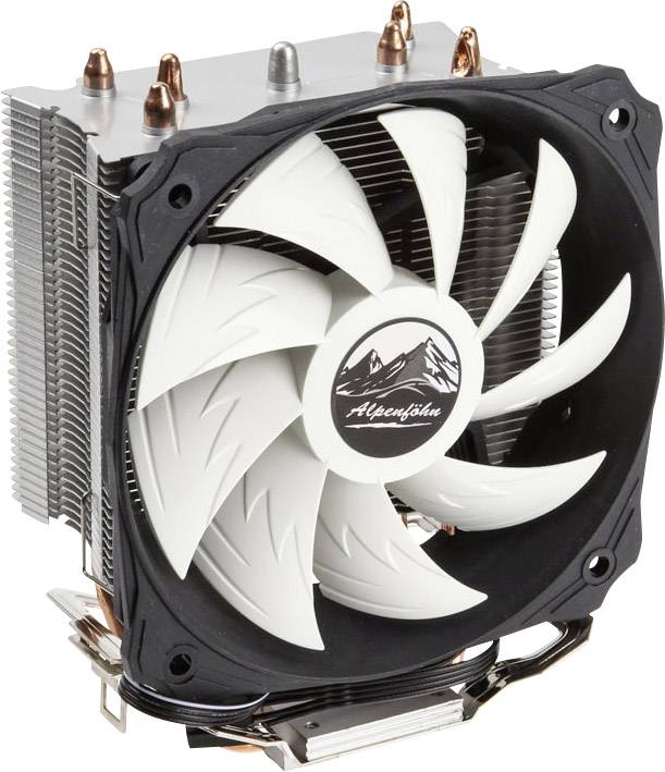 Un dissipatore di calore con un grande ventilatore e alette di raffreddamento, utilizzato principalmente per il raffreddamento dei processori dei computer.