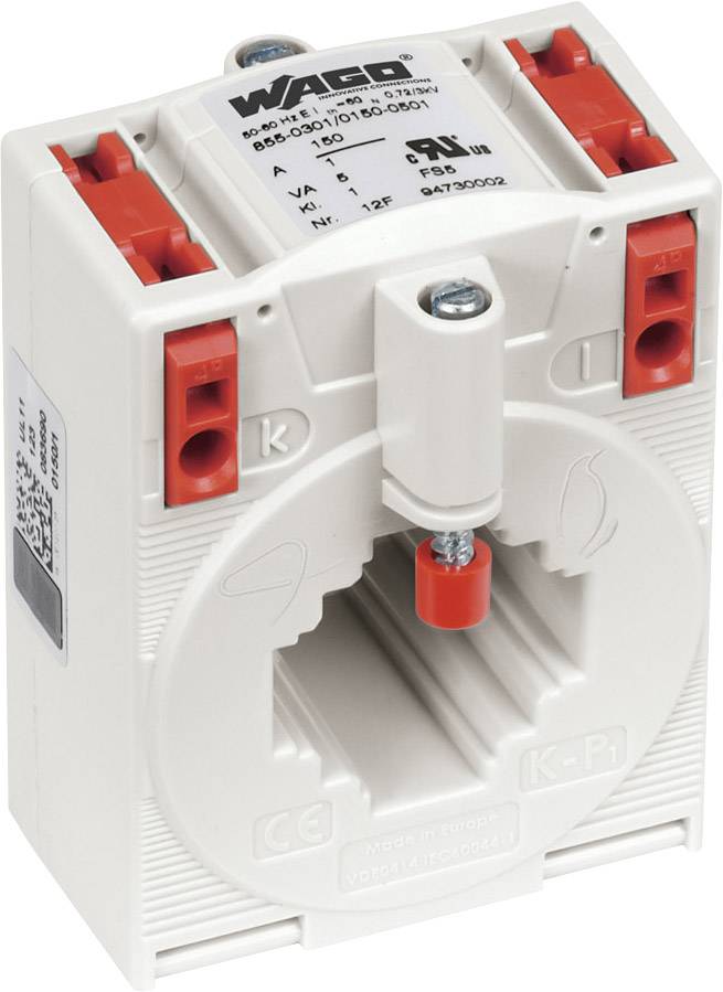 L'articolo illustrato è un adattatore passante Wago in bianco e rosso, utilizzato per soluzioni di connessione elettrica.