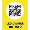 QR-Code su sfondo giallo con testo 'Informazioni Dimmer LED' sotto.