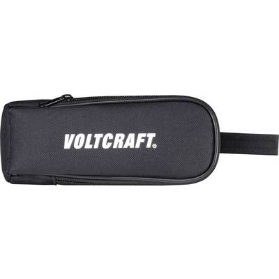 Astuccio nero, allungato, con zip e logo 'Voltcraft' in bianco. Adatto per conservare piccoli oggetti o attrezzi.