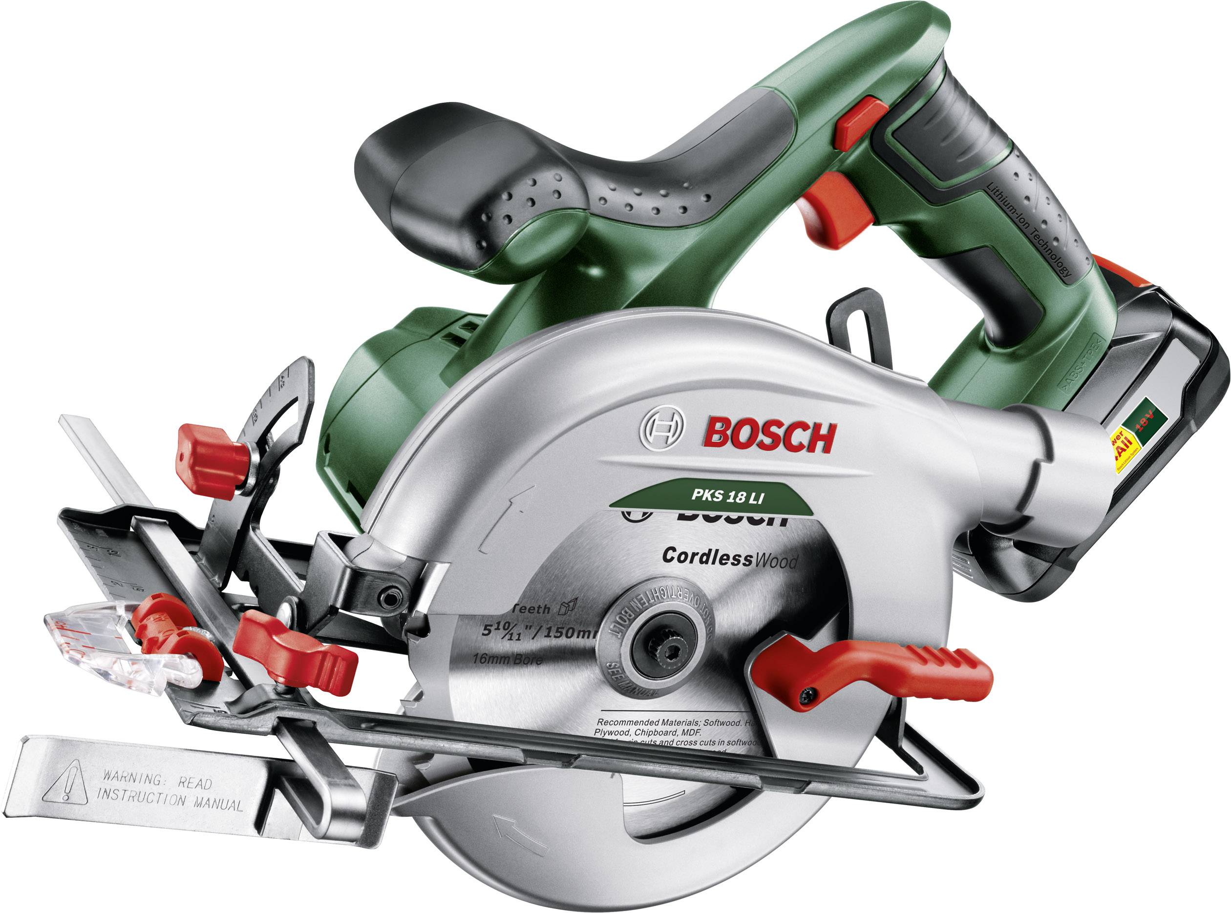 Bosch Home and Garden PKS 18 LI Sega circolare a batteria Profondità di taglio max. (90 °) 48 mm incl. batteria ricaricabile 18 V 2.5 Ah