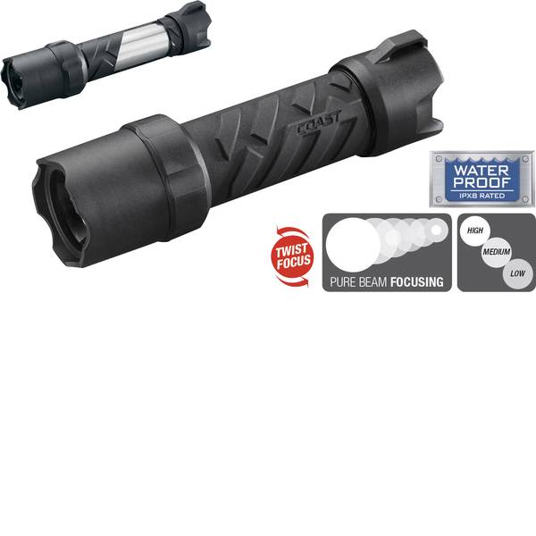 Torce tascabili - LED Torcia tascabile Coast Polysteel 400 a batteria 182 g Nero, Grigio - Torce tascabili - LED Torcia tascabile Coast Polysteel 400 a batteria 182 g Nero, Grigio -