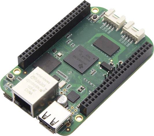 Una scheda microcontroller verde con diversi connettori e chip, adatta per progetti elettronici o sviluppo software.