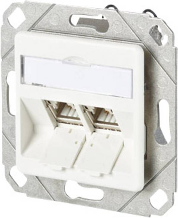 Metz Connect Presa di rete Da incasso Inserto con piastra centrale 2 Porte Bianco puro