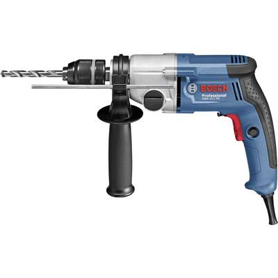 Trapano elettrico con custodia blu-nera e interruttore rosso. Contrassegnato con il logo 'BOSCH Professional'.