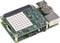 Un Raspberry Pi con scheda di espansione, mostra una scheda elettronica con connettori e LED. Solitamente utilizzato per programmazione e progetti di elettronica.
