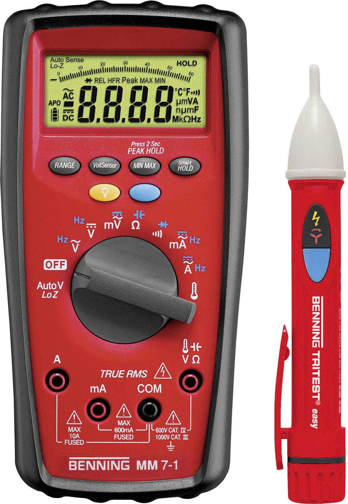 Benning MM 7-1 + TRITEST® easy Multimetro portatile digitale CAT III 1000 V, CAT IV 600 V Display (Counts): 6000