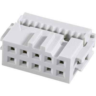 Un connettore elettrico grigio con più punti di connessione rettangolari, utilizzato per scopi di cablaggio.