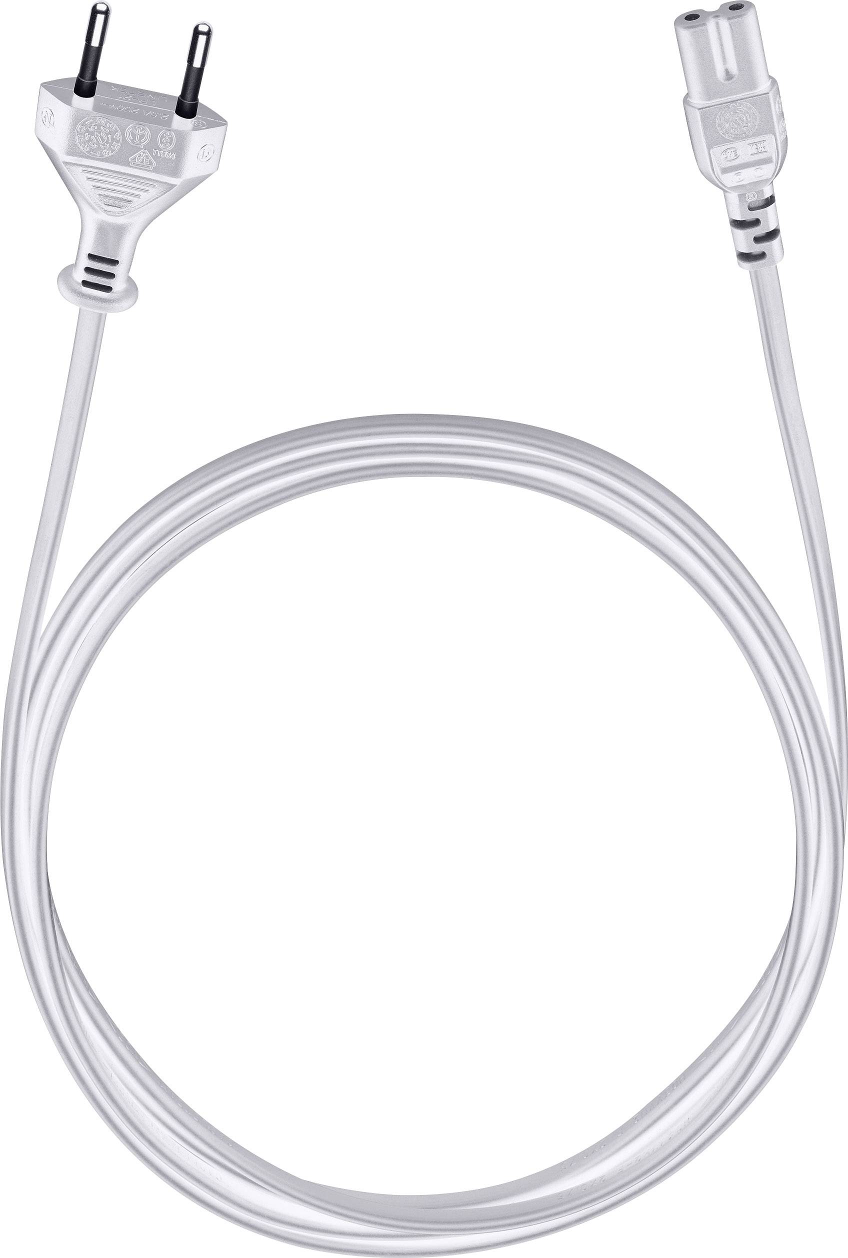 Alimentazione Cavo [1x Spina europea - 1x Presa tipo C7] 3.00 m Bianco Oehlbach Powercord C 7