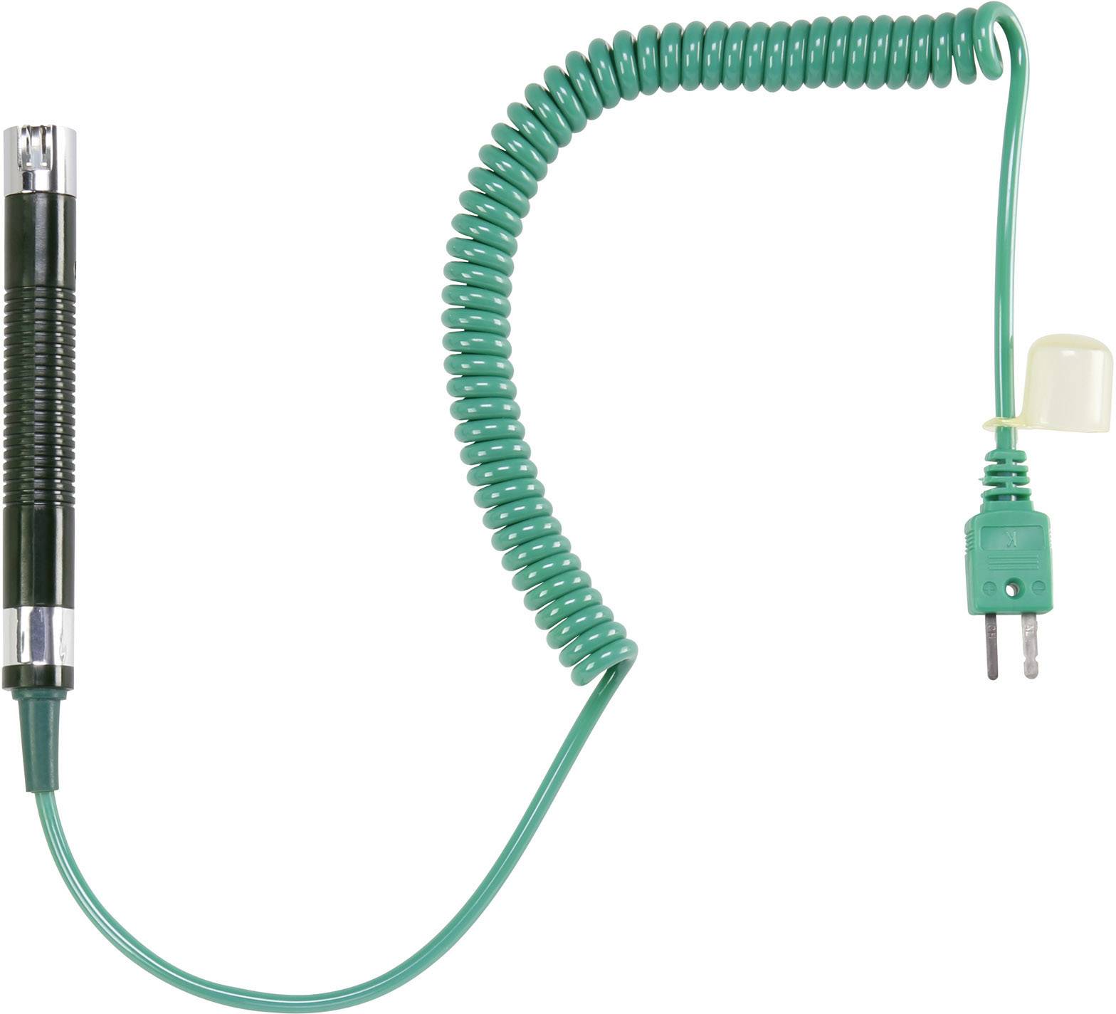 Prolunga per cavi riscaldanti verde attorcigliata, con estremità della spina rivolta a destra. Progettata per tappetini riscaldanti o dispositivi elettrici per interni.