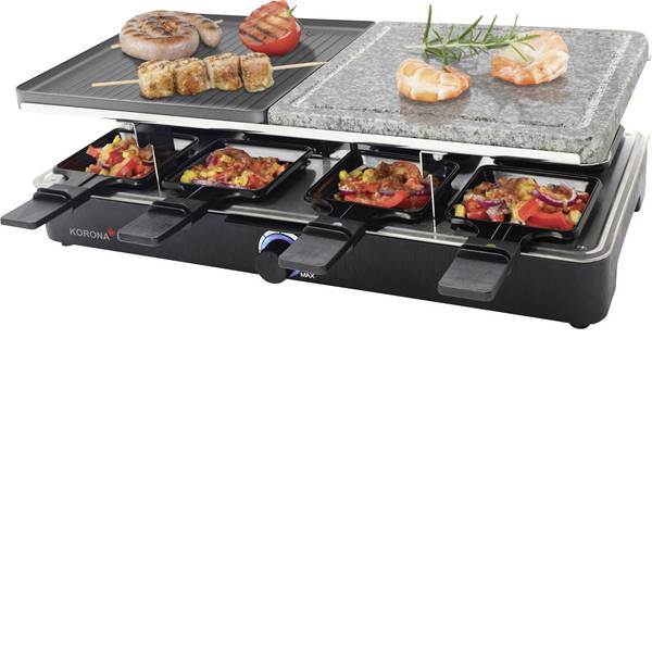 Raclette - Korona 45051 Raclette 8 vaschette, con barbecue in pietra , Con regolazione manuale della temperatura Nero - Raclette - Korona 45051 Raclette 8 vaschette, con barbecue in pietra , Con regolazione manuale della temperatura Nero -