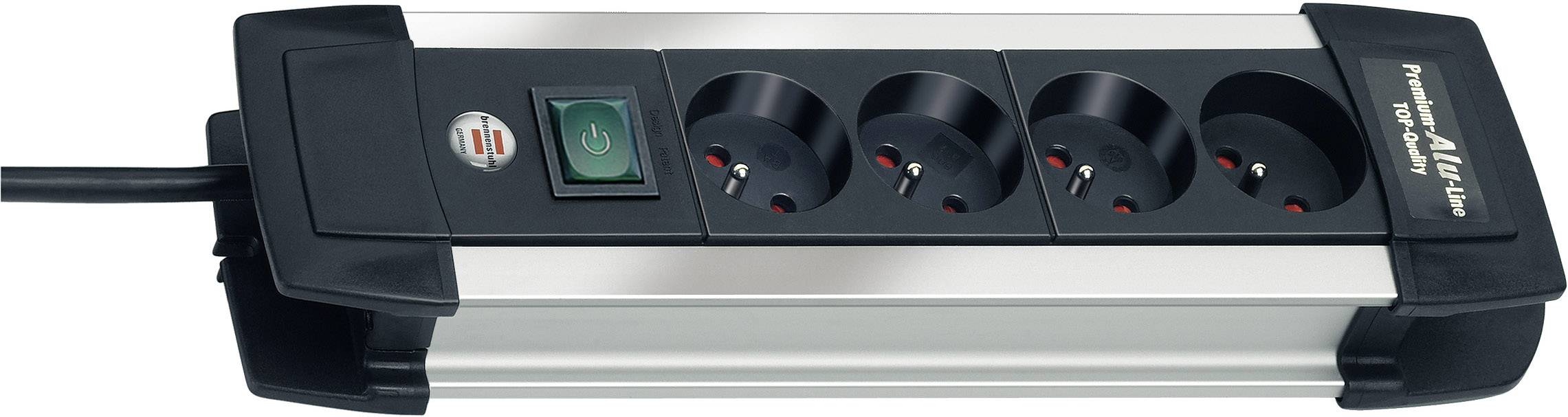 Brennenstuhl 1391004014 Multipresa con interruttore 4 vie Nero, Alluminio Spina FR 1 pz.