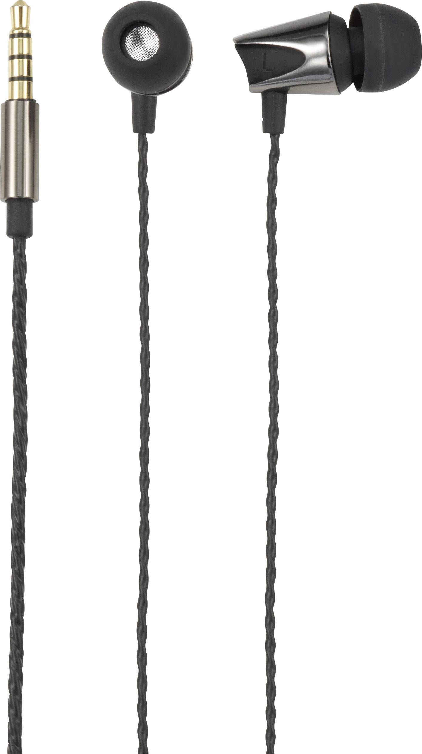 Renkforce Cuffie auricolari via cavo Nero (metallizzato) headset con microfono