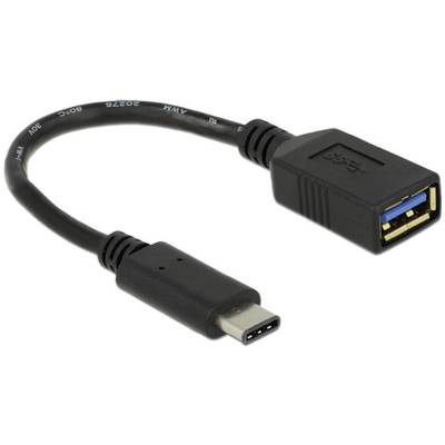 Cavo adattatore da USB-C a USB-A, nero. Spina USB-C a sinistra, porta USB-A a destra. Facilita il collegamento di dispositivi USB-A a porte USB-C.