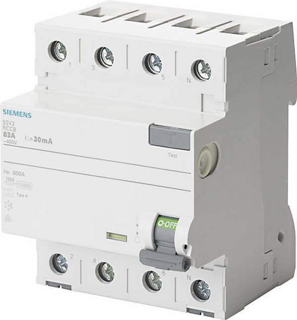 Siemens 5SV36446 5SV3644-6 Interruttore differenziale  A   4 poli 40 A 0.3 A 400 V
