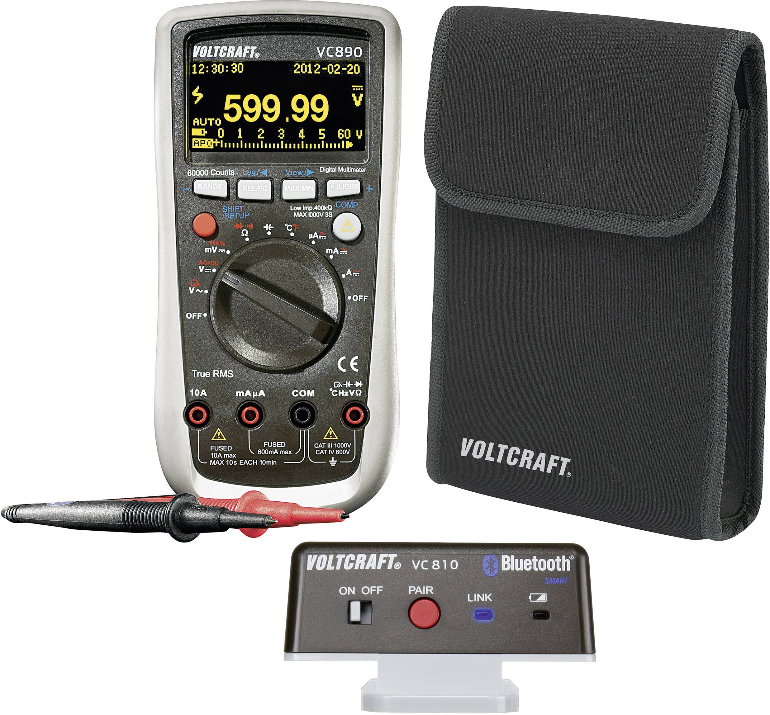 VOLTCRAFT VC890 OLED Multimetro portatile digitale Display OLED, Data logger CAT III 1000 V, CAT IV 600 V Display (Count-0