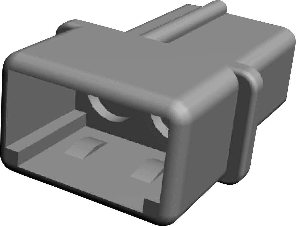 Rappresentazione 3D in bianco e nero di un connettore elettrico rettangolare con due alloggiamenti interni.
