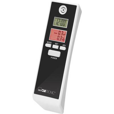 Dispositivo digitale per la misurazione dell'alcol mostra un valore di 0,3 g/l BAC su display rosso, con tasti di controllo e ora 12:00 in alto.