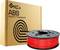 Bobina rossa di filamento ABS per stampante 3D, accanto a una scatola di cartone marrone con la scritta 'XYZprinting ABS Refill Filament'.