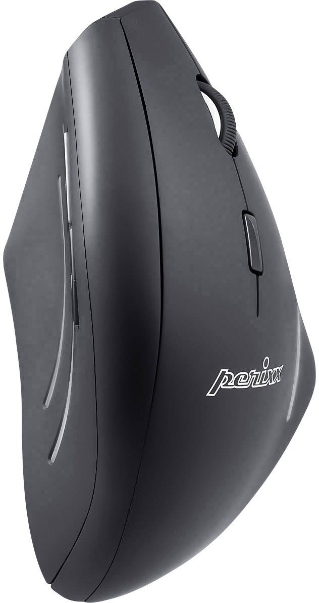 Perixx Perimice-608 Mouse ergonomico Senza fili (radio) Ottico Nero 6 Tasti 1600 dpi Ergonomico, Rotella di scorrimento integrata
