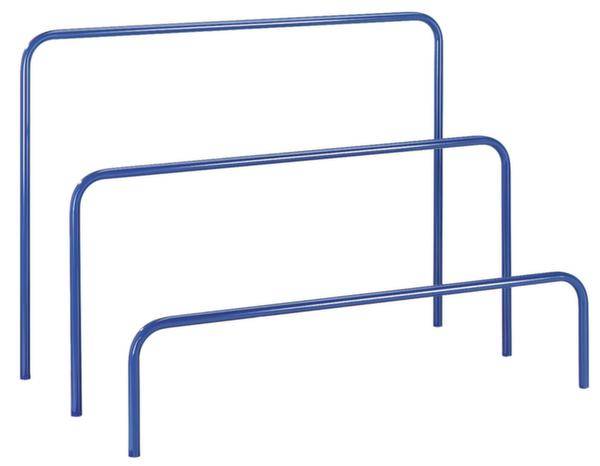 Sbarre da ginnastica blu in tre altezze.