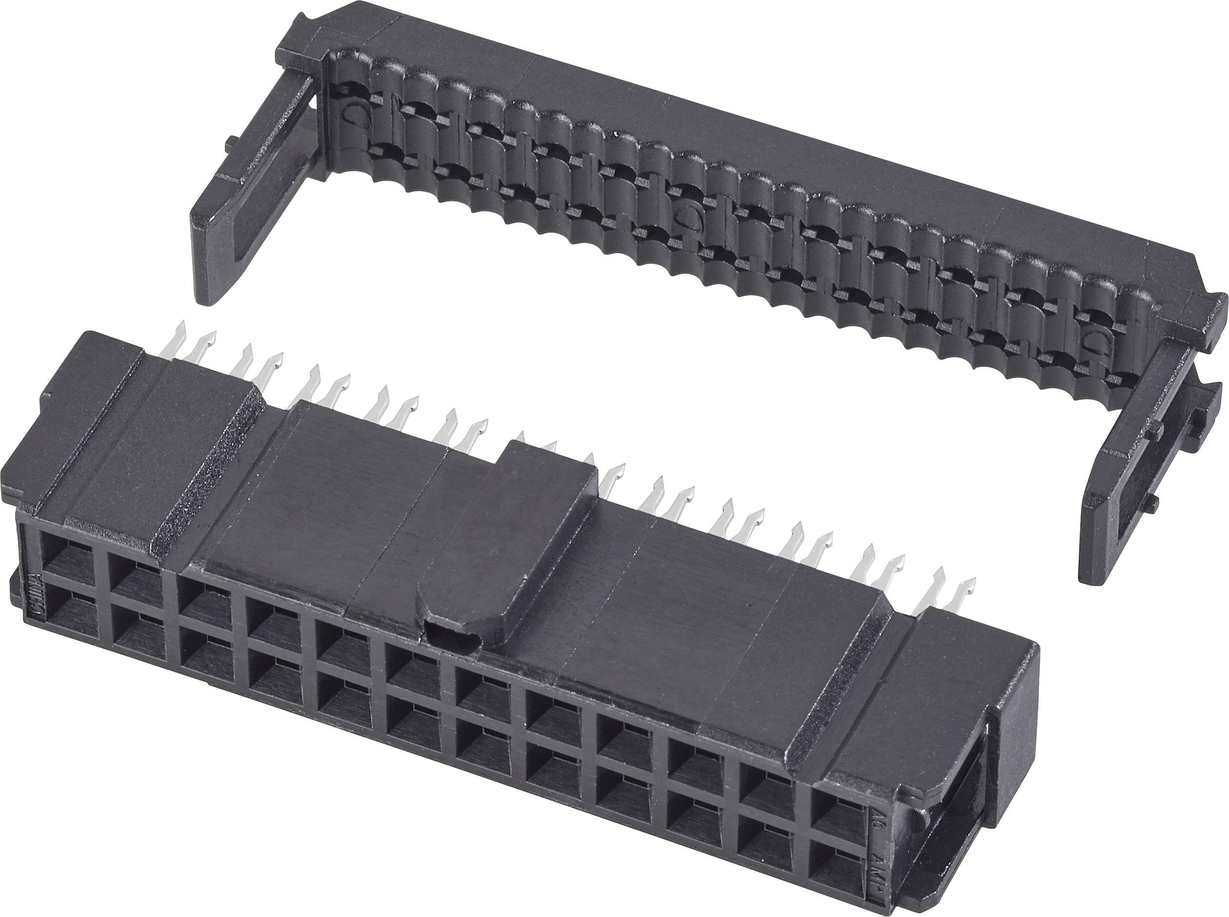 Connettore con scheda a 24 pin e alloggiamento, comunemente utilizzato per connessioni PC, che mostra entrambe le parti separate.