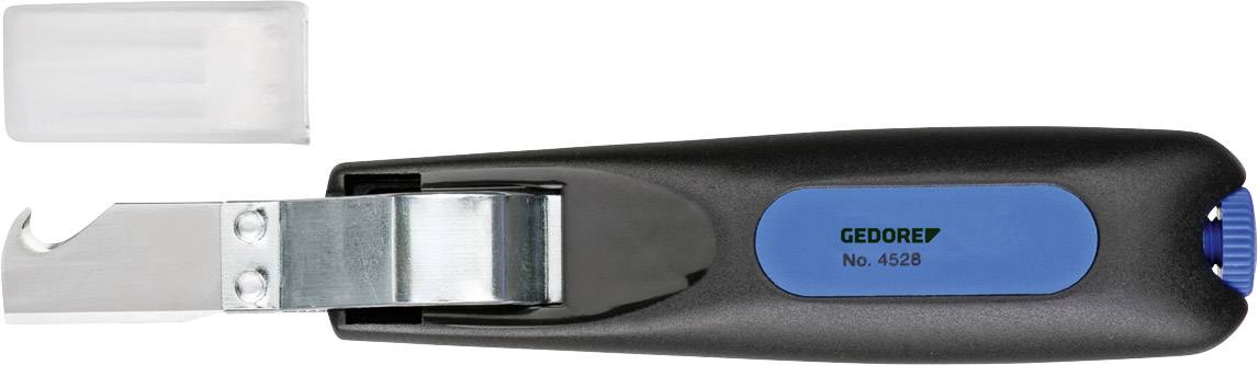 Un spelacavi con impugnatura nera e marcatura blu, prodotto da GEDORE, numero modello 4528.