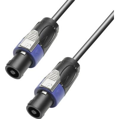 Due cavi audio, uno nero e uno blu, con meccanismo di bloccaggio alle estremità, idonei per impianti audio professionali.