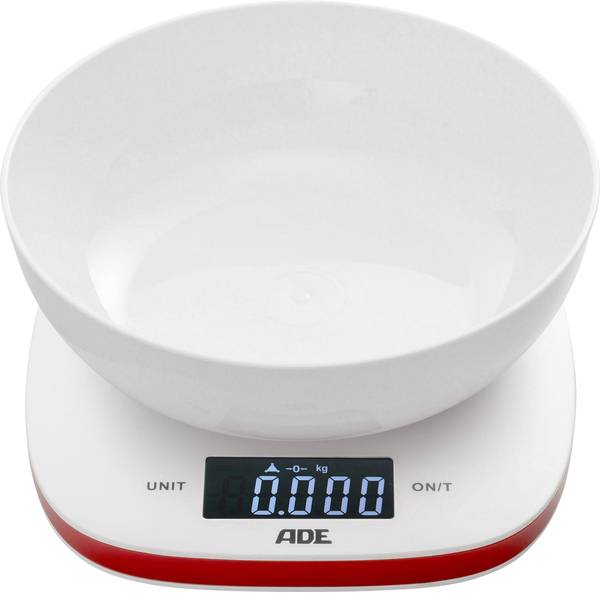 Bilance da cucina - ADE KE 1412 Amelie Bilancia da cucina digitale, con contenitore di misurazione Portata max.=5 kg Bianco-Rosso - Bilance da cucina - ADE KE 1412 Amelie Bilancia da cucina digitale, con contenitore di misurazione Portata max.=5 kg Bianco-Rosso -
