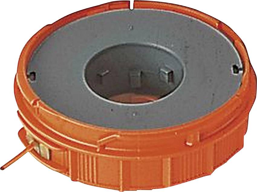 Un rullo arancione e rotondo con interno grigio, spesso utilizzato per conservare o trasportare cavi.