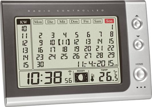 TFA Dostmann  60.2529.54  Radiocontrollato  Sveglia  Antracite, Argento  Tempi di allarme 1