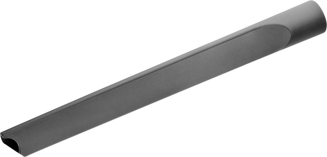 Un lungo e sottile accessorio per aspirapolvere in plastica scura, utilizzato per raggiungere punti difficili da pulire.
