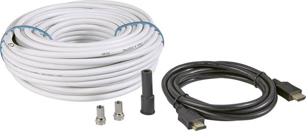 BKL Electronic SAT Cavo [1x Spina a F, Spina HDMI - 1x Spina a F, Spina HDMI] 25.00 m 90 dB  Nero, Bianco
