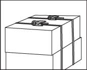 Un cubo disegnato composto da sei cubi più piccoli impilati in un pattern 3x2, con una cerniera in alto.