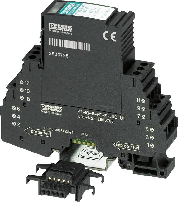Phoenix Contact 2800798 PT-IQ-5-HF+F-5DC-UT Protezione da sovratensioni per quadro elettrico Protezione da sovratensioni per: Armadi di distribuzione 10 kA 1 pz.