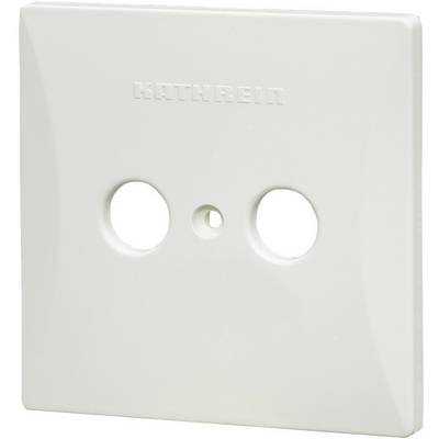 Coperchio bianco con due fori e marchio 'KATHREIN' inciso nella parte superiore, probabilmente destinato a prese o interruttori.