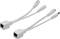 Due cavi adattatori Ethernet PoE bianchi con connettori e prese RJ45. Sono progettati per l'alimentazione tramite Ethernet.