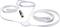 Un cavo antenna piatto, bianco, con un connettore coassiale dorato, che può essere posizionato in diverse configurazioni.